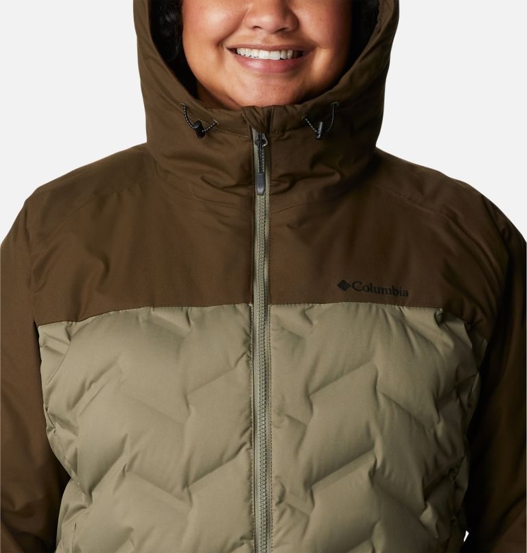 Women's Columbia Grand Trek Hooded Down Jackets Olive | Plus Size CA-LL3CA